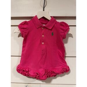Vintage Ralph Lauren Size 3 Months Baby Polo Shirt Pink 100% Cotton